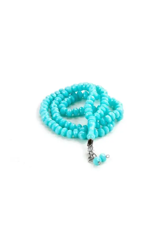 Crystal Look 99 Prayer Beads Mevlut Hajj Umrah Gift 10 Pieces Turquoise-Turquoise - 3