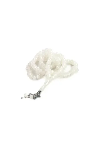 Crystal Look 99 Prayer Beads Mevlut Hajj Umrah Gift 10 Pieces White-White - 3