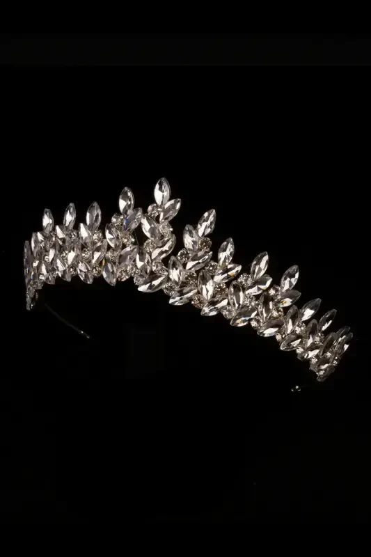 Crystal Rhinestone Bridal Henna Crown Special Bridal Wedding Crown for Women Silver-Silver - 4