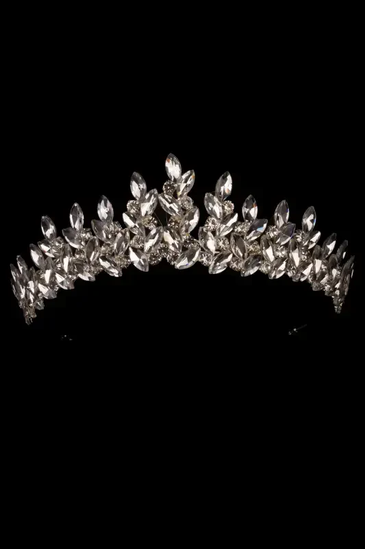 Crystal Rhinestone Bridal Henna Crown Special Bridal Wedding Crown for Women Silver-Silver - 6