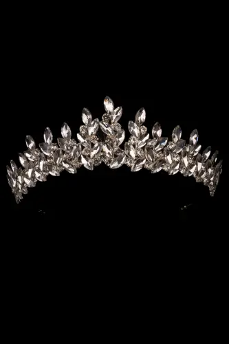 Crystal Rhinestone Bridal Henna Crown Special Bridal Wedding Crown for Women Silver-Silver - 6