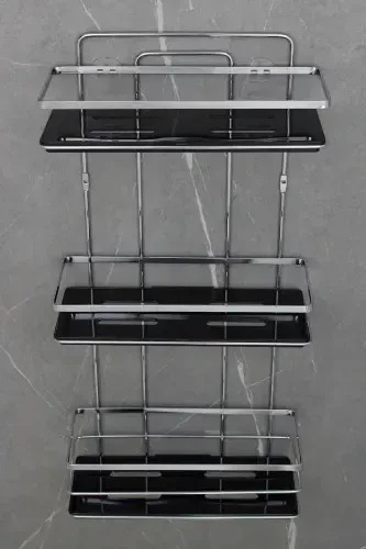 Crystal Shelved Chrome Triple Lame Bathroom and Cosmetic Organizer Adhesive Bathroom Shelf Shampoo-CHROME - HIMYHOME (1)