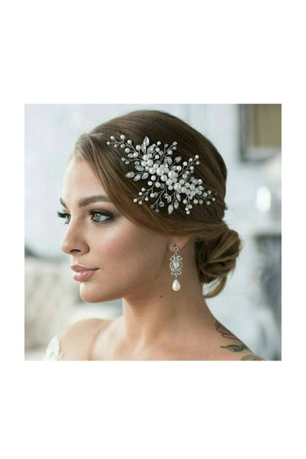 Crystal Stone Bridal Crown Side Model Bridal Hair Accessory Mirrored Stone Combless Simple - 1