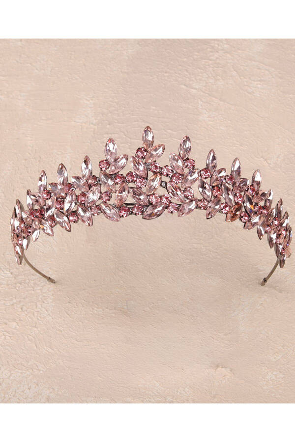 Crystal Stone Bridal Henna Crown Women's Special Bridal Wedding Crown Pink - 10