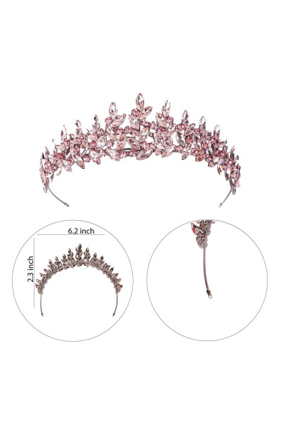 Crystal Stone Bridal Henna Crown Women's Special Bridal Wedding Crown Pink - 15