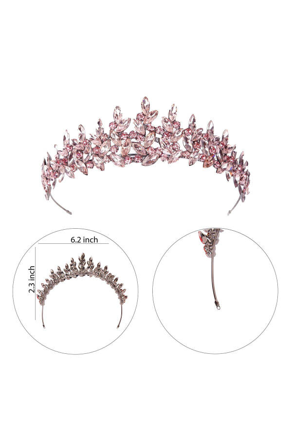 Crystal Stone Bridal Henna Crown Women's Special Bridal Wedding Crown Pink - 15