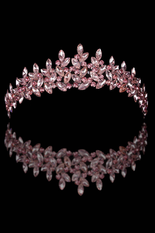 Crystal Stone Bridal Henna Crown Women's Special Bridal Wedding Crown Pink - 16