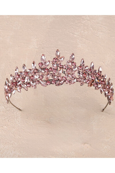 Crystal Stone Bridal Henna Crown Women's Special Bridal Wedding Crown Pink - 2