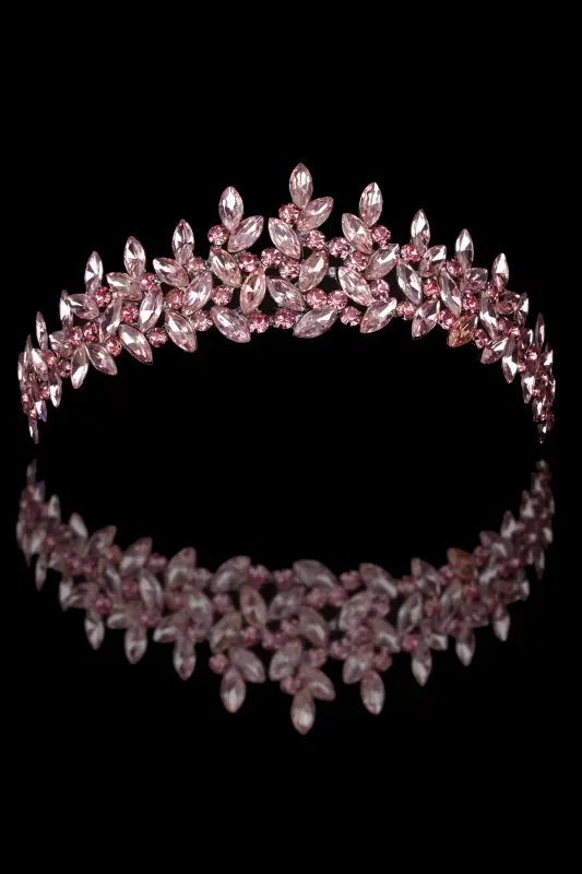 Crystal Stone Bridal Henna Crown Women's Special Bridal Wedding Crown Pink - 4