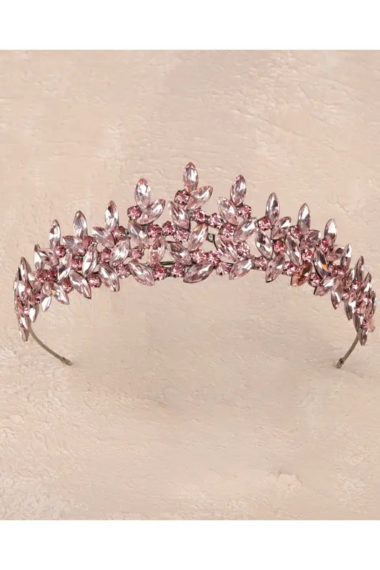 Crystal Stone Bridal Henna Crown Women's Special Bridal Wedding Crown Pink - 6