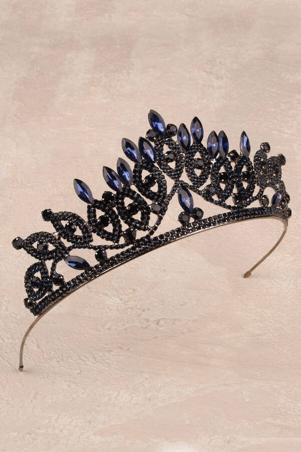 Crystal Stone Bridal Queen Crown Shiny Princess Crown Bridal Wedding Crown Blue - 3