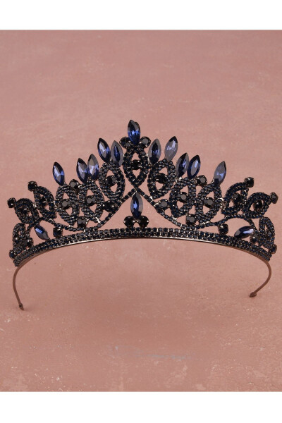 Crystal Stone Bridal Queen Crown Shiny Princess Crown Bridal Wedding Crown Blue - 5