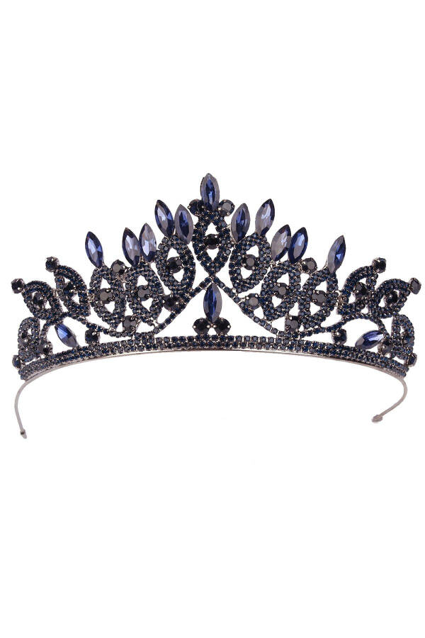 Crystal Stone Bridal Queen Crown Shiny Princess Crown Bridal Wedding Crown Blue - 7