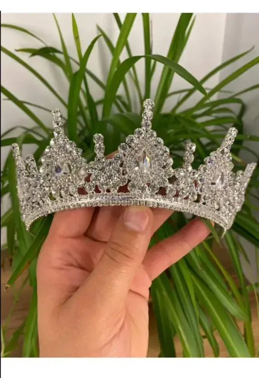 Crystal Stone Bridal Wedding and Henna Crown-silver2 - 1