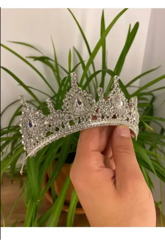 Crystal Stone Bridal Wedding and Henna Crown-silver2 - 2