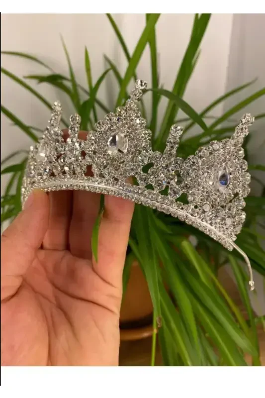 Crystal Stone Bridal Wedding and Henna Crown-silver2 - 3