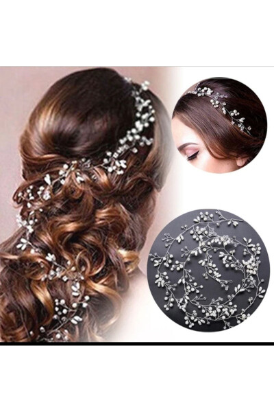 Crystal Stone Pearl Bridal Crown Hair Accessory Red Vine Engagement, Wedding, Wedding Crown 135 cm - 3