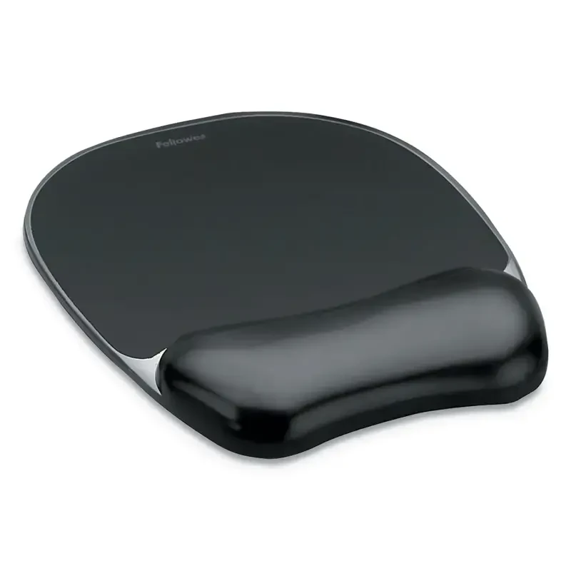Fellowes Gel Crystals Mouse Pad with Wrist Rest, 7.87 x 9.18, Black- - FELLOWES