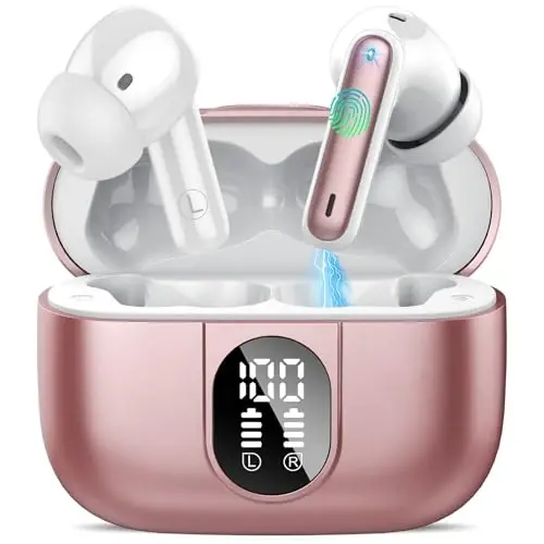 Csasan Wireless Earbuds, 2024 Bluetooth Headphones 5.3 HiFi Stereo Earphones, 40H Playtime in-Ear Earbud, Bluetooth Earbud with Dual Mic Call, IP7 Waterproof Earphones Sport Headset for iOS 