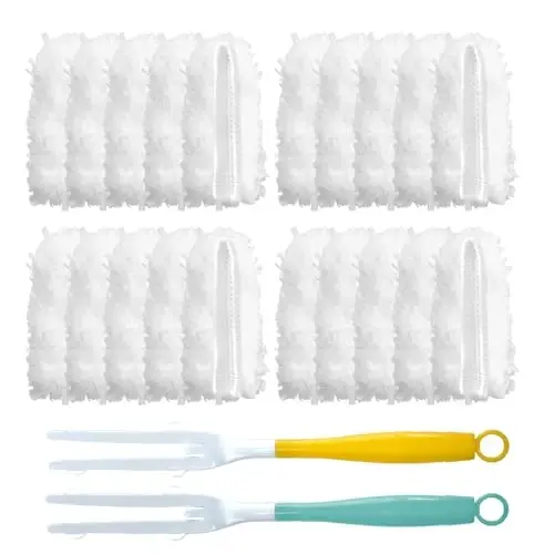 Cubicozy Car Interior Duster - Ultimate Cleaning Tool for Cars, House, and Office - Compact Mini Design for Effortless Dust Removal Stereo-Single Sided Design 2handle +20 Duster Refills. 