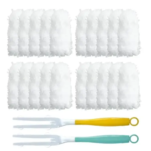 Cubicozy Car Interior Duster - Ultimate Cleaning Tool for Cars, House, and Office - Compact Mini Design for Effortless Dust Removal Double-Sided Design 2handle +20 Duster Refills. 