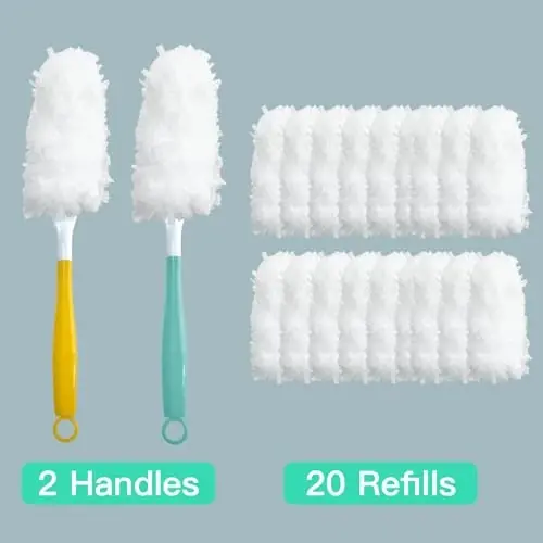 Cubicozy Car Interior Duster - Ultimate Cleaning Tool for Cars, House, and Office - Compact Mini Design for Effortless Dust Removal Double-Sided Design 2handle +20 Duster Refills. - 7