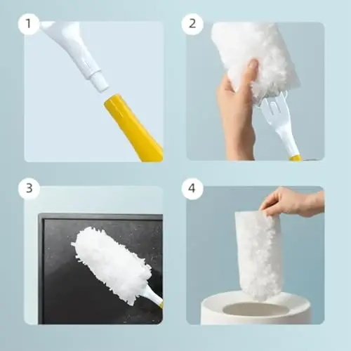 Cubicozy Car Interior Duster - Ultimate Cleaning Tool for Cars, House, and Office - Compact Mini Design for Effortless Dust Removal. Double-Sided Design. 2 handles + 20 Duster Refills. - 4