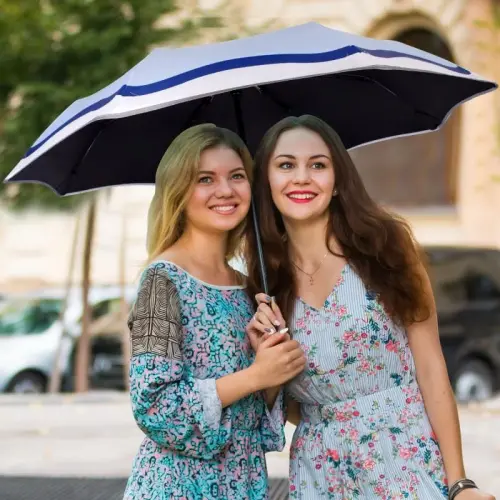 CUBY Cute Sun UV Umbrella for Kids, Girls & Women – Auto Open/Close Umbrellas with Easy Section-by-Section Folding, Portable Compact Travel Parasol with Carabiner Hook & SPF 50+ Sun Protection (Light Blue) - CUBY (1)