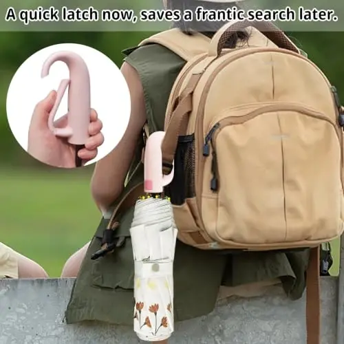 Cuby Cute Sun UV Umbrella for Kids, Girls & Women – Auto Open/Close Umbrellas with Easy Section-by-Section Folding, Portable Compact Travel Parasol with Carabiner Hook & SPF 50+ Sun Protection - 6