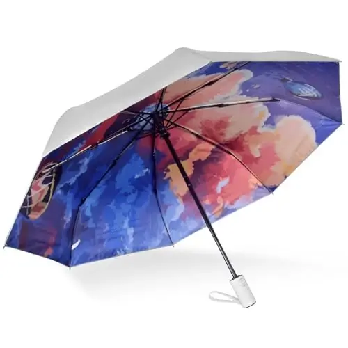 Cuby UV Sun Umbrella Compact Folding Travel Umbrella Auto Open and Close for Windproof, Rainproof & 99.9% UV Protection Parasol with Silver Anti-UV Coating - 1