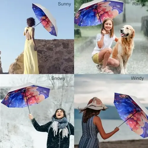 Cuby UV Sun Umbrella Compact Folding Travel Umbrella Auto Open and Close for Windproof, Rainproof & 99.9% UV Protection Parasol with Silver Anti-UV Coating - 2