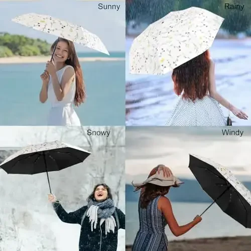 Cuby UV Sun Umbrella Compact Folding Travel Umbrella Auto Open and Close for Windproof, Rainproof & 99.9% UV Protection Parasol with Black Anti-UV Coating - MODAZONE (1)