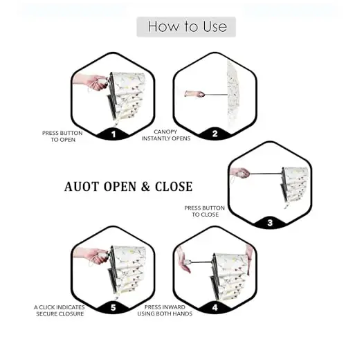 Cuby UV Sun Umbrella Compact Folding Travel Umbrella Auto Open and Close for Windproof, Rainproof & 99.9% UV Protection Parasol with Black Anti-UV Coating - 6