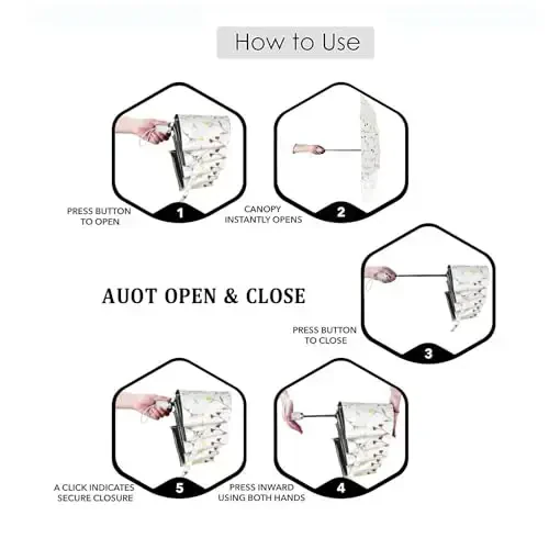 Cuby UV Sun Umbrella Compact Folding Travel Umbrella Auto Open and Close for Windproof, Rainproof & 99.9% UV Protection Parasol with Black Anti-UV Coating - 6