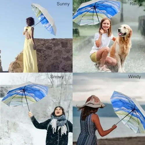 Cuby UV Sun Umbrella Compact Folding Travel Umbrella Auto Open and Close for Windproof, Rainproof & 99.9% UV Protection Parasol with Silver Anti-UV Coating - 2