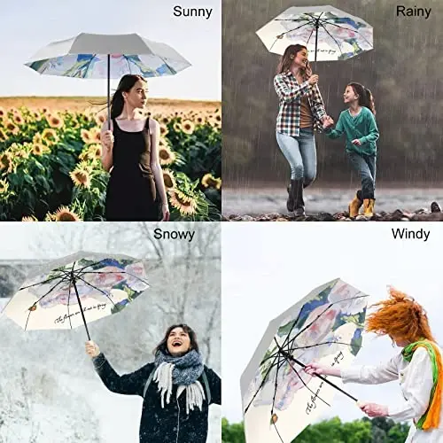 Cuby UV Sun Umbrella Compact Folding Travel Umbrella Auto Open and Close for Windproof, Rainproof & 99.9% UV Protection Parasol with Silver Anti-UV Coating (Silver Rose) - 2