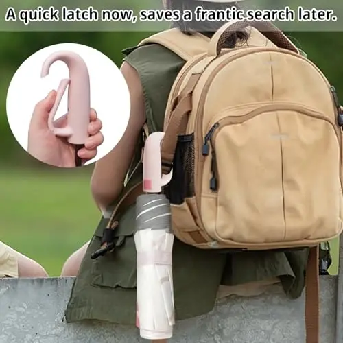 Cuby UV Sun Umbrella for Kids, with Carabiner Hook (Pink Rabbit) | Portable Compact Travel Parasol with Auto Open/Close,SPF 50+ Sun Protection Umbrella for Walking,Perfect for Girls & Women. - 6