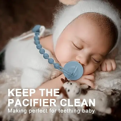 Cuddle Campus Silicone Pacifier Clip Holder with One Piece Design, Pack of 4 Soft Flexible Binky Clips with Texture for Baby Boy and Girl - 5