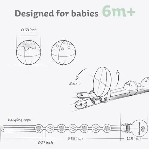Cuddle Campus Silicone Pacifier Clip Holder with One Piece Design, Pack of 4 Soft Flexible Binky Clips with Texture Set 1(6M+) - 2