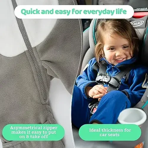 Cuddle Club Fleece Baby Bunting Bodysuit bilan kaput, konvertatsiya qilinadigan qo'lqoplar va etiklar, avtomobil o'rindig'iga mos, yumshoq va issiq, oson fermuar - 4