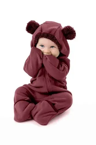 Cuddle Club Fleece Baby Bunting Bodysuit bilan kaput, konvertatsiya qilinadigan qo'lqoplar va etiklar, avtomobil o'rindig'iga mos, yumshoq va issiq, oson fermuar 