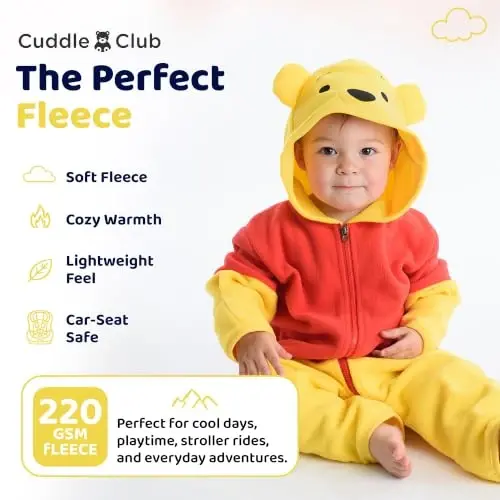 Cuddle Club Fleece Baby Bunting Bodysuit with Hood, Convertible Mittens & Booties, Car Seat Friendly, Soft & Warm, Easy Zip - 4