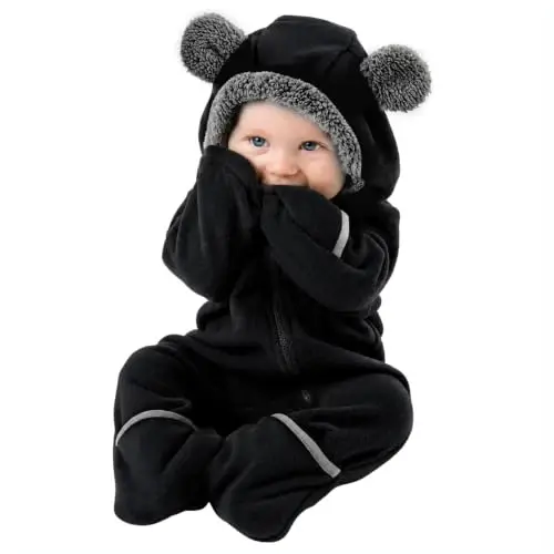 Cuddle Club Fleece Baby Bunting Bodysuit with Hood, Convertible Mittens & Booties, Car Seat Friendly, Soft & Warm, Easy Zip 
