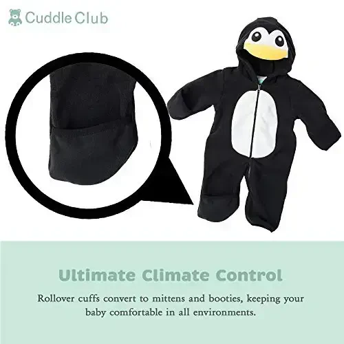 Cuddle Club Fleece Baby Bunting Bodysuit with Hood, Convertible Mittens & Booties, Car Seat Friendly, Soft & Warm, Easy Zip - 6
