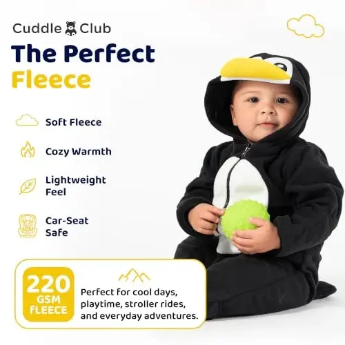 Cuddle Club Fleece Baby Bunting Bodysuit with Hood, Convertible Mittens & Booties, Car Seat Friendly, Soft & Warm, Easy Zip - 4