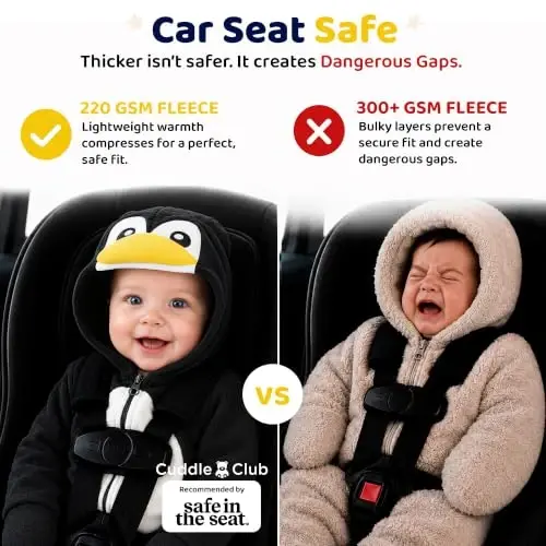 Cuddle Club Fleece Baby Bunting Bodysuit with Hood, Convertible Mittens & Booties, Car Seat Friendly, Soft & Warm, Easy Zip - 5