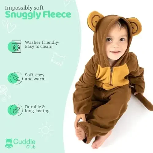 Cuddle Club Fleece Baby Bunting Bodysuit with Hood, Convertible Mittens & Booties, Car Seat Friendly, Soft & Warm, Easy Zip - 2
