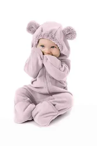 Cuddle Club Fleece Baby Bunting Bodysuit with Hood, Convertible Mittens & Booties, Car Seat Friendly, Soft & Warm, Easy Zip - 1