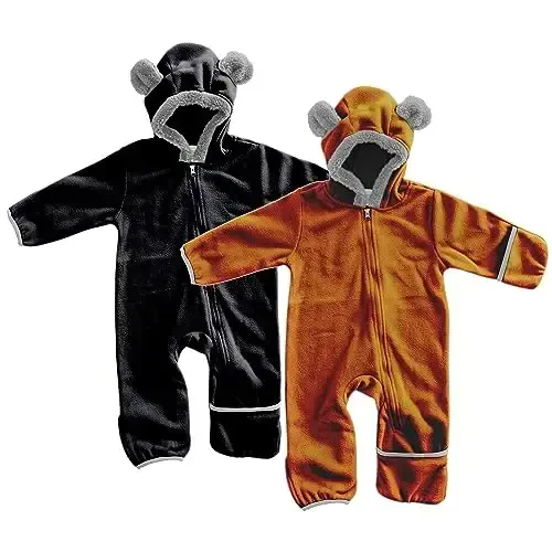 Cuddle Club Fleece Baby Bunting Bodysuit with Hood, Convertible Mittens & Booties, Car Seat Friendly, Soft & Warm, Easy Zip - 1