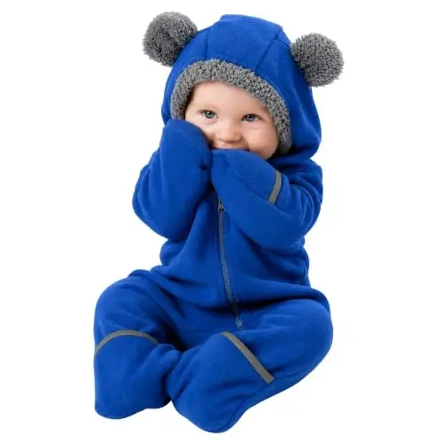 Cuddle Club Fleece Baby Bunting Bodysuit with Hood, Convertible Mittens & Booties, Car Seat Friendly, Soft & Warm, Easy Zip 